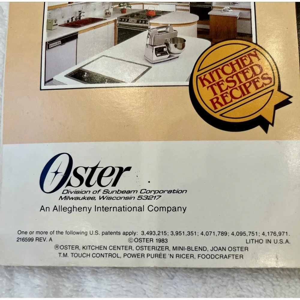 Vintage 1984 Oyster Kitchen Center Cookbook Instruction Manual